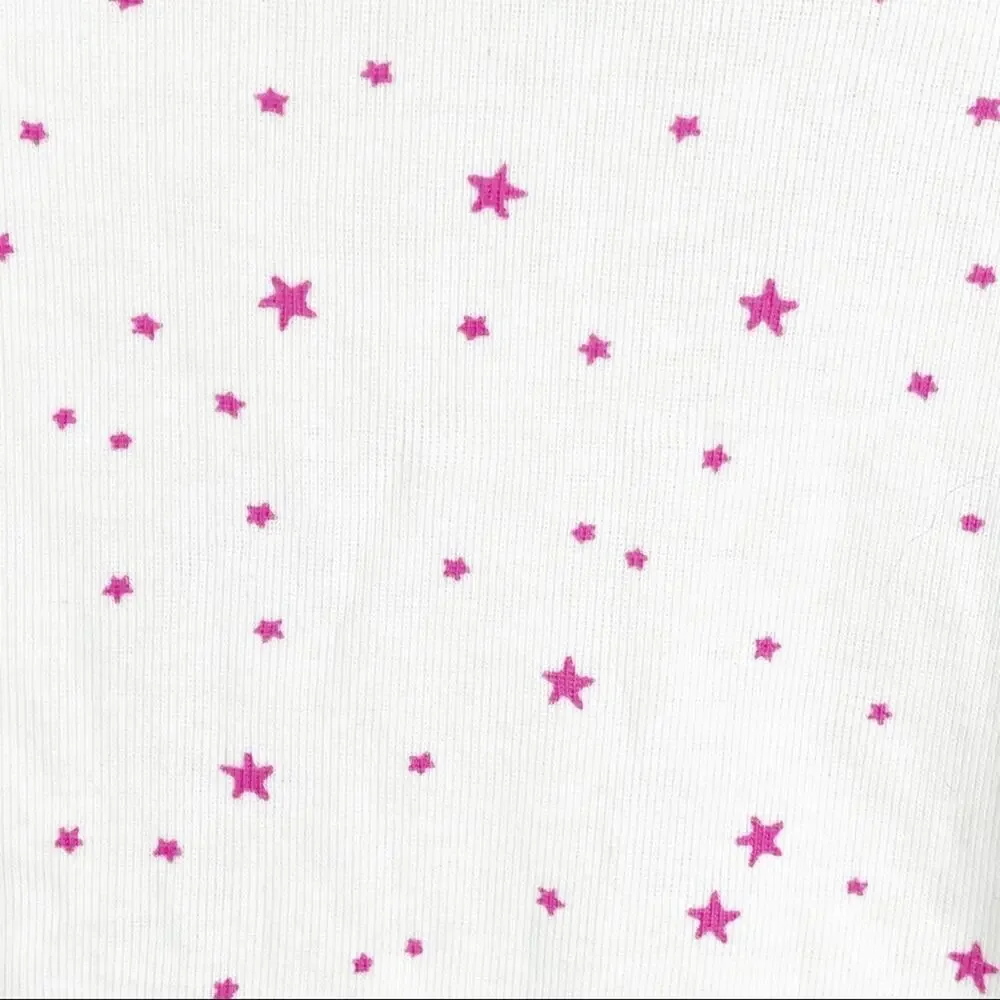 Girls Mini Boden White Pink Stars Pajama Set 11Y